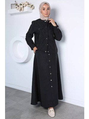 Julude Ön Çıtçıtlı Ceket Etek Tesettür Ikili Takım P-00022970
