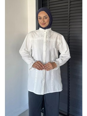 Julude Dantel Yakalı Tesettür Gömlek P-00022981