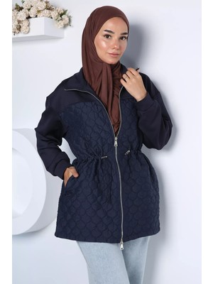 Julude Bel Lastikli Şık Desenli Tesettür Ceket P-00022992
