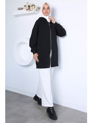 Julude Modern Tasarım Kapüşonlu Tesettür Sweat Ceket P-00023006
