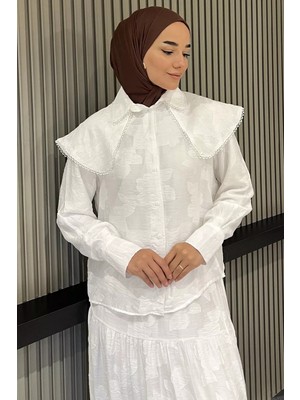 Julude Yaka Detaylı Desenli Tesettür Gömlek P-00022982