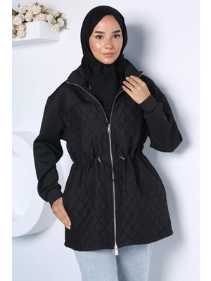 Julude Bel Lastikli Şık Desenli Tesettür Ceket P-00022992