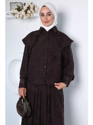 Julude Yaka Detaylı Desenli Tesettür Gömlek P-00022982
