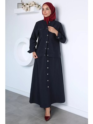 Julude Ön Çıtçıtlı Ceket Etek Tesettür Ikili Takım P-00022970