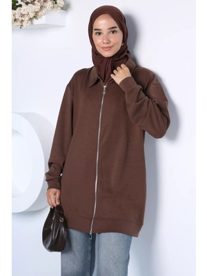 Julude Fermuarlı Şık Tesettür Hırka P-00022998