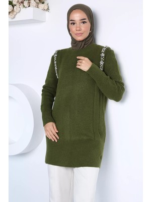 Julude Gülseli Taş Işlemeli Tesettür Triko Tunik P-00023160