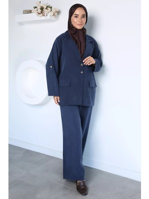 Julude Kruvaze Yaka Ceket Pantolon Tessettür Ikili Takım P-00022969