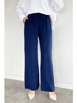 Tozlu Bel Lastikli Tensel Kumaş Tesettür Pantolon P-00021265