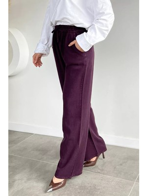 Tozlu Bel Lastikli Tensel Kumaş Tesettür Pantolon P-00021265