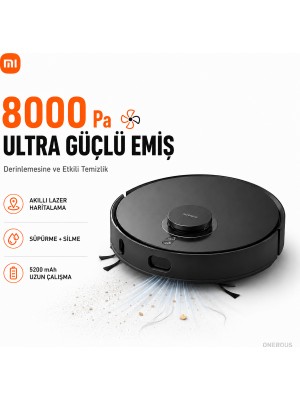 Xiaomi 8000 Pa Yüksek Emiş Gücüne Sahip Akıllı Robot Süpürge ve Paspas, Saç Dolaşma Önleyici Sistem, Lazer Haritalama ve 5200 Mah Pil + Mutfak Tartısı ( Onerous)
