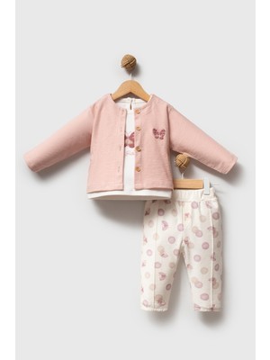 H HONEY BABY %100 Organik Pamuk Cute Butterfly Hırkalı Takım