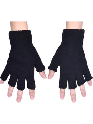 Atk Parmaksız Kesik Yarım Parmak Eldiven Siyah Unisex Standart Beden Outdoor Kullanım İçin Şık