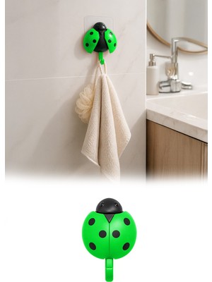 Omilife Uğur Böceği Tasarımlı Yapışkanlı Duvar Askısı Çanta Havlu Anahtar Askılık 15x14 cm