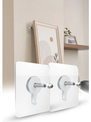 Omilife 2'li Şeffaf Yapışkanlı Vidalı Çok Amaçlı Duvar Askısı Düzenleyici Askılık 6x6 cm