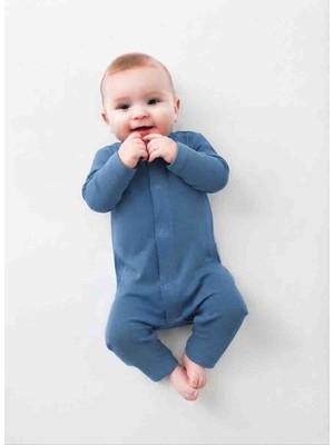 Güler Butik Unisex Yeni Doğan ve Bebek Hakim Yaka Çıtçıtlı Gri Soft Penye Karışımlı Tulum - Esnek Dokulu Uzun Kollu Salopet