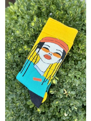 Lou Socks Unisex Sağlı Sollu Rasta Saçlı Kız Desenli Soket Çorap