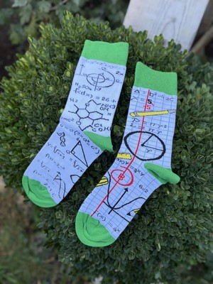Lou Socks Unisex Sağlı Sollu Matematik Formül Desenli Soket Çorap
