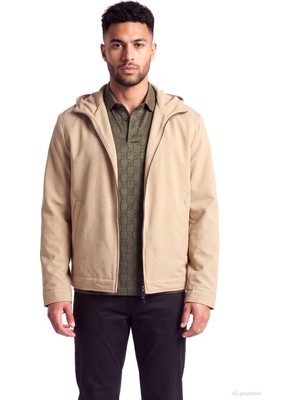 Emporio Armani Erkek Kuş ve Kaz Tüyü Dolgulu Normal Kesim Kapüşonlu Uzun Kollu Bej Ceket EM006752 AF28011-U6163