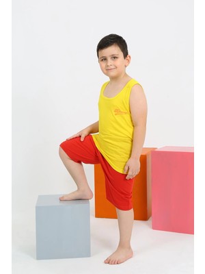 Veralya Erkek Çocuk Sıfır Kol Şortlu Sarı Penye Pijama Takımı