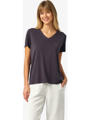 Blackspade Kadın V Yaka T-Shirt 60671 - Antrasit