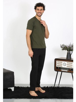 Veralya Erkek Penye Haki 3'lü Pijama Takımı