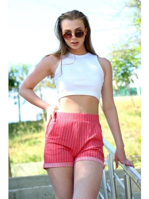 Veralya Şort Crop Kırmızı Takım