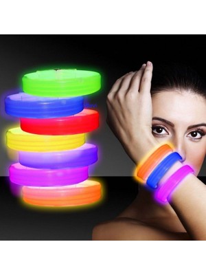 Pandoli Mavi Renk Geniş Baskı Yapılabilir Neonlu Glow Bileklik