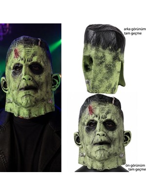Pandoli Halloween Başa Tam Geçmeli Lateks Frankenstein Frankeştayn Maskesi Yetişkin
