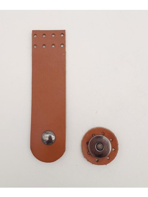 Angel Çanta Aksesuar 11X3 cm Taba Gerçek Deri Düz Çanta Kapağı Füme Metalli