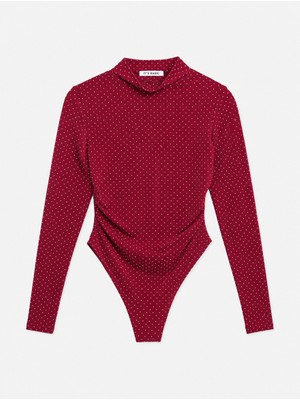 It's Basic Kadın W6-35 Snap Body Suit Parlak Taşlı Tasarım Body