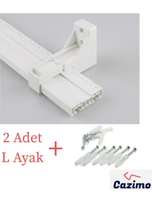 Cazimo 2 Adet Perde Rayı Korniş L Ayak Duvara Montaj Askı Aparatı Plastik