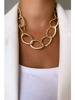 Sose Moda Kalın Halka Model Gold Renk Zincir Kolye