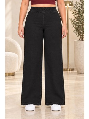 Cedy Denim Cedy Denım- Büyük Beden Likralı Kumaş  Cepsiz Beli Lastikli Palazzo Pantolon  C642
