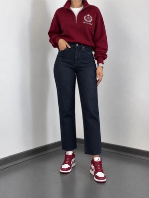 Aida Fashion Kesik Paça Boyfit Jeans
