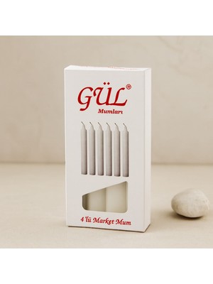 Royaleks Ince Gül Mum 12 cm 4'lü Beyaz