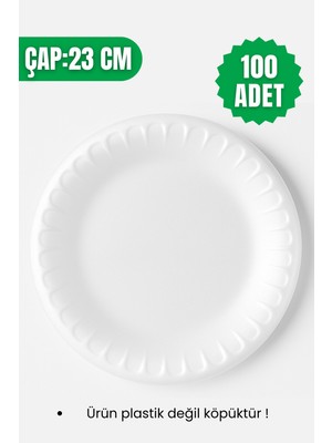 Yok Yok Ambalaj Köpük Tabak Yuvarlak Büyük Boy 100 Adet Çap:23cm