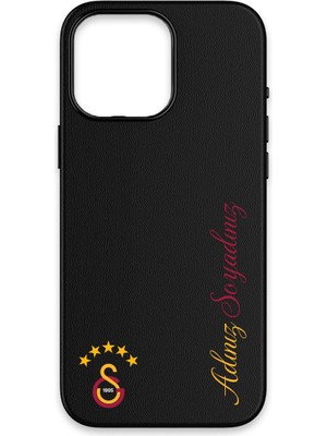 Galatasaray Kişiye Özel 5 Yıldız Arma iPhone 16 Pro Max Kılıf (Deri, Magsafe) - Lisanslı Orijinal