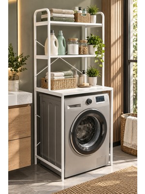 Sulorahome Çamaşır Makinesi Üstü Banyo Rafı - Beyaz 70 cm