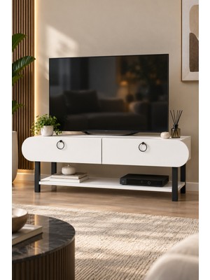 Sulorahome Beyaz Tv Ünitesi 110 cm Genişlikte Modern Tasarım