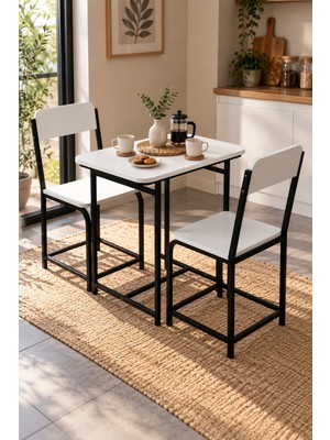 Sulorahome Mutfak Masası ve 2 Sandalye Takımı Suntalam Beyaz 72X52