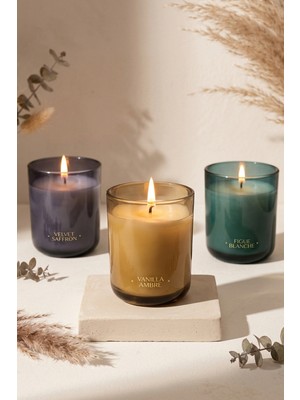 Rakle Nordic 3'lü Mum Seti Mavi - Yeşil - Kahverengi 180 gr