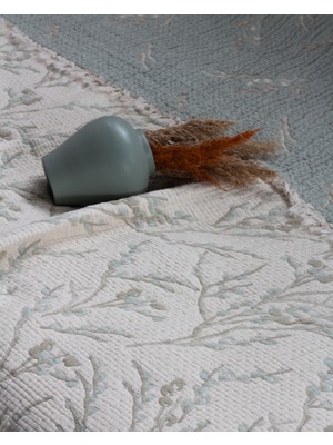 Luxtex Çift Taraflı, Jakar Desenli, 5 Katlı, Dolgulu Müslin Battaniye, Çok Amaçlı Yorgan, Söğüt Dalı ( 220 x 240 cm )