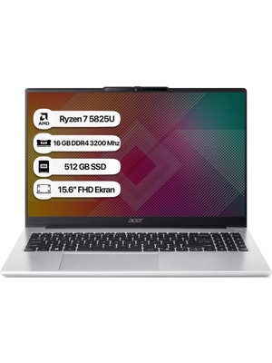 Acer Aspire Lite NX.DLQEY.001 Amd Ryzen 7 5825U 16GB 512GB Fredoss 15.6" 60Hz Fhd Taşınabilir Bilgisayar