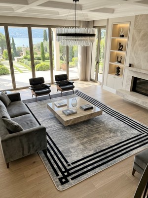 Brillant Çerçeveli Gri Renk Lateks Taban Salon Halısı