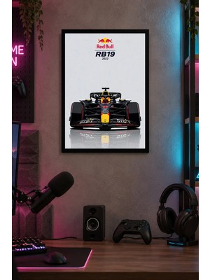Onyx Lab Onyxlab Kırmızı Formula Yarış Otomobili Desenli Dekoratif Mdf Tablo, Çerçeve Görünümlü Ahşap Poster