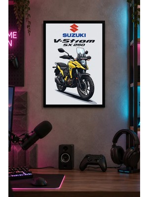 Onyx Lab Onyxlab Sarı Siyah Motosiklet Desenli Dekoratif Mdf Tablo, Çerçeve Görünümlü Ahşap Poster