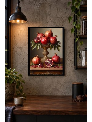 Onyx Lab Onyxlab Kırmızı Meyve Natürmortu Desenli Dekoratif Mdf Tablo, Çerçeve Görünümlü Ahşap Poster