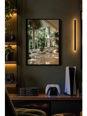 Onyx Lab Onyxlab Camlı Bitki Salonu Desenli Dekoratif Mdf Tablo, Çerçeve Görünümlü Ahşap Poster