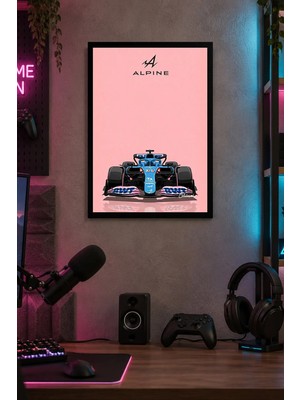 Onyx Lab Onyxlab Mavi Formula Yarış Otomobili Desenli Dekoratif Mdf Tablo, Çerçeve Görünümlü Ahşap Poster