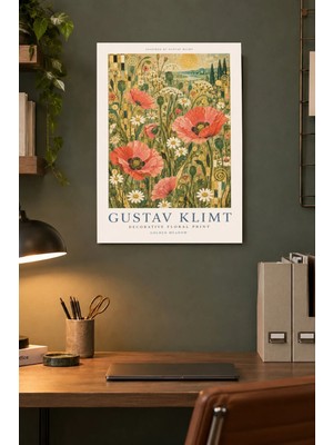 Onyx Lab Onyxlab Kırmızı Gelincik Tarlası Desenli Dekoratif Mdf Tablo, Çerçeve Görünümlü Ahşap Poster